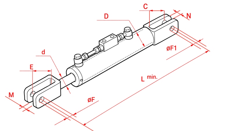 HYDRAULIC SIDE LINK - CARRARO ANTONIO 60/30MIN.380 TYPE (1) Φ 24/24