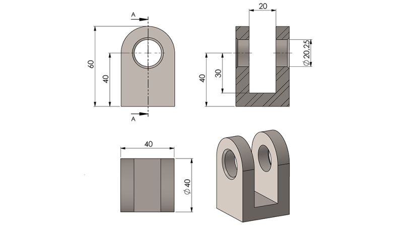 VIDLICE PÍSTNICE 40MM - FI20