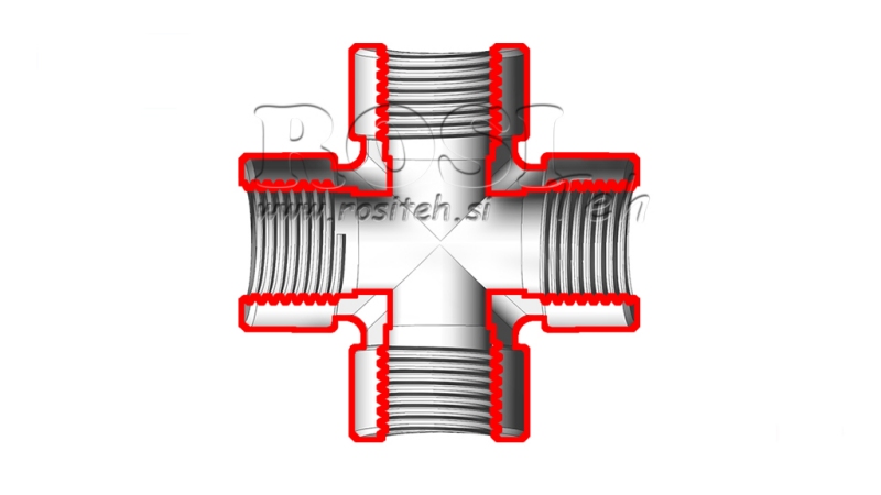 HYDRAULIC FEMALE CROSS FITTING BSP 1/8