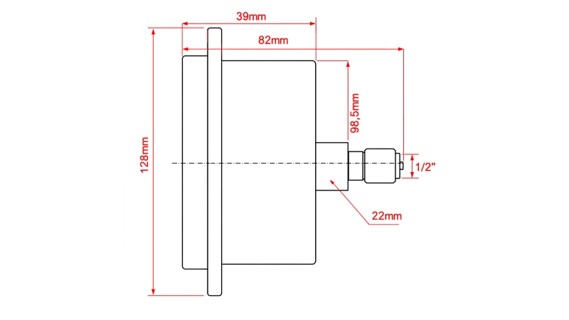 MANOMETER DN100 REAR 0 - 40 BAR - 1/2