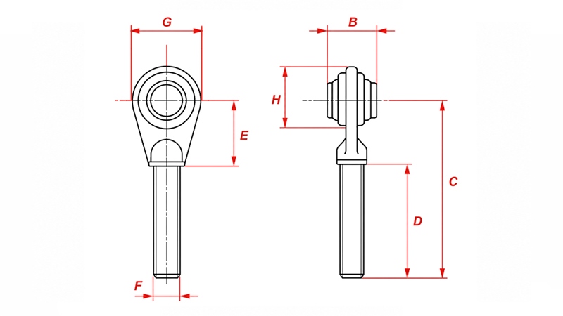 THREADED HOOK CAT.2 FOR TOP LINK M36X3 LEFT THREAD
