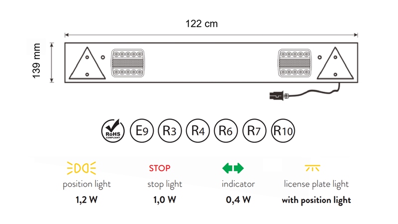 KOMPLETT LED-LYSSETT FOR TILHENGERE 12/24V