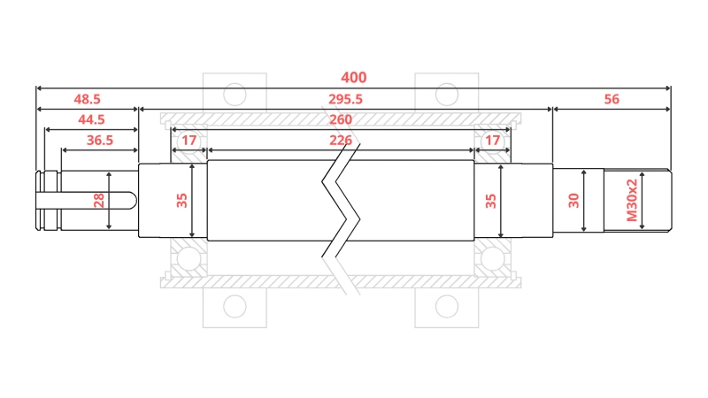 CAST IRON CIRCULAR SAW SHAFT 400MM (RIGHT THREAD)