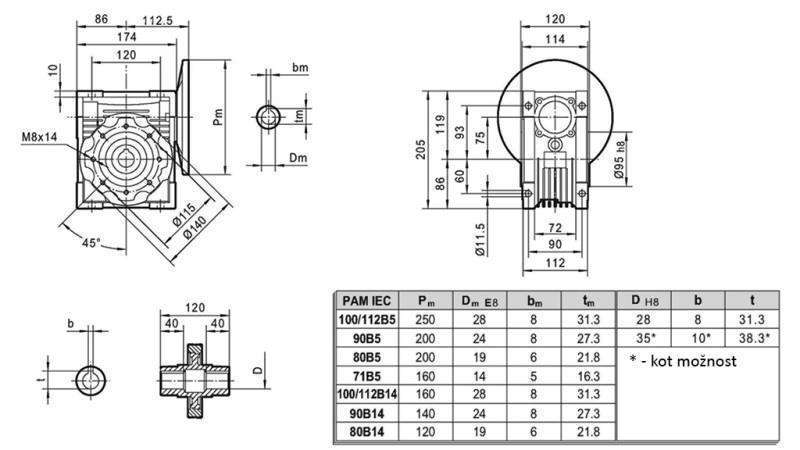PMRV-75 REDUSER FOR ELEKTRISK MOTOR MS90 (1.1-1.5kW) FORHOLD 20:1