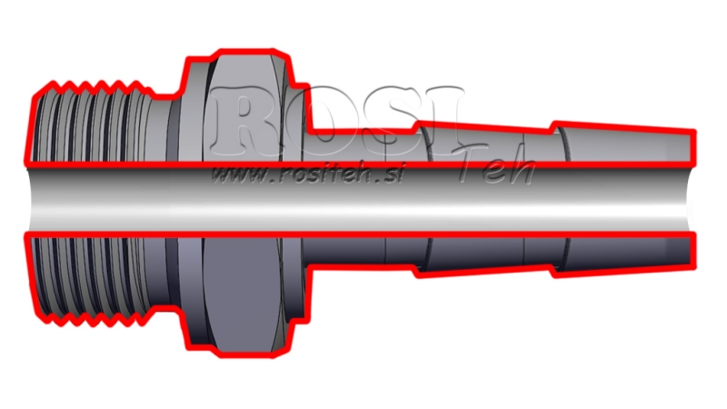 HYDRAULIC MALE CONNECTOR 1 1/4 FOR RUBBER HOSE DIAMETER 30
