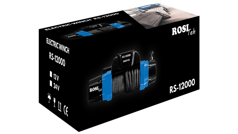 12 V ELECTRIC WINCH RS-12000 - 5440 kg - SYNTHETIC ROPE - ECO