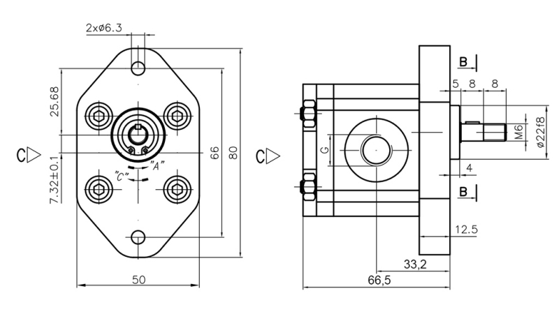HYDRAULICKÉ ČERPADLO 00C1.5X032 GR.0 - 1,5cc - PRAVOTOČIVÝ