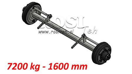 AXLE FOR TRAILER WITH BRAKES (6 SCREWS) - 7200 kg - 1600 mm