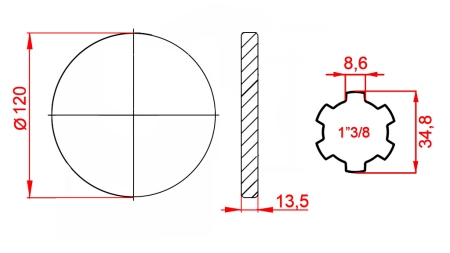 KARDANADAPTER MED FLANGE 1-3/8 (125 mm)