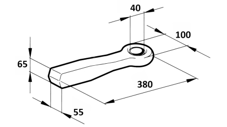 VLEČNA KLJUKA FIKSNA FI40 55x65 L380 - 10.000/1.500KG