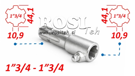 P.T.O. ADAPTER MED PIN fra 1”3/4 til 1”3/4