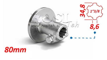 KARDANO ADAPTERIS SU FLANŠU IR KAIŠČIU 1-3/8 (80 mm)