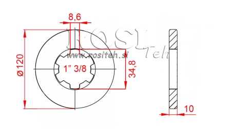 KARDANO ADAPTERIS SU FLANŠU IR KAIŠČIU 1-3/8 (80 mm)