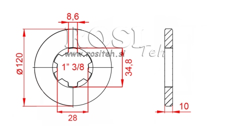 KARDÁN ADAPTER KARIMÁVAL ÉS CSAPPAL 1-3/8 (80 mm)