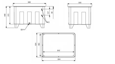 RESERVOIR FOR HYDRAULIC AGGREGATE TYPE MPN 100 LIT - dimensions