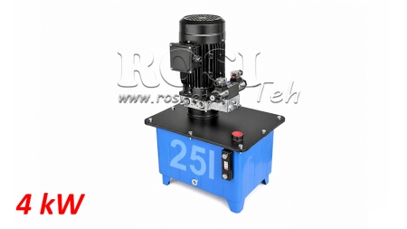 MINI CENTRALE HYDRAULIQUE 380V AC (4 kW) - 8 cc - 12 lit/min - réservoir 25 lit