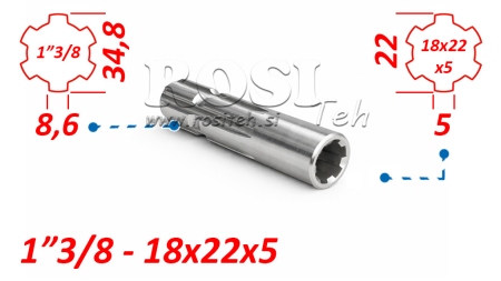 PTO ADAPTER FROM 18x22x5 (6 SPLINES) TO 1-3/8 (120 mm)