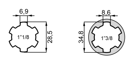 ADAPTATEUR P.T.O. de 1”1/8 à 1”3/8
