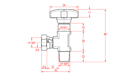 HYDRAULIC VALVE FOR MANOMETER 90°