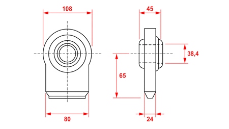 WELDING EYE BEARING - PLATE JOINT CAT.3 Φ38.4/80