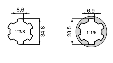 ADAPTATEUR P.T.O. de 1”3/8 à 1”1/8