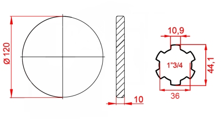 KARDANOVÝ ADAPTÉR S PRÍRUBOU 1-3/4 (120 mm)