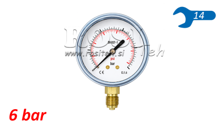 MANOMETER DN63 VERTIKAL 0 - 6 BAR - 1/4