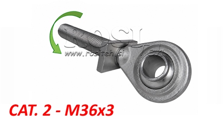 THREADED HOOK CAT.2 FOR TOP LINK M36X3 LEFT THREAD