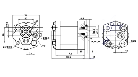HYDRAULIC PUMP 10C2,1X302 2,1 CC RIGHT