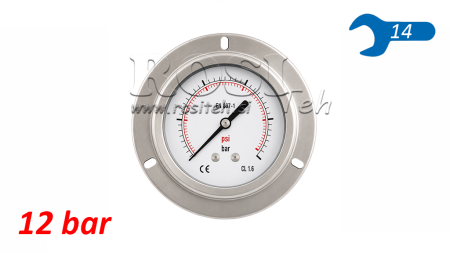 MANOMETER DN63 REAR 0 - 12 BAR - 1/4