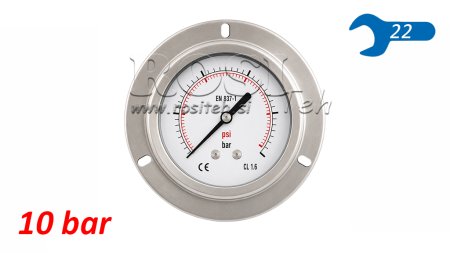 MANOMETER DN100 REAR 0 - 10 BAR - 1/2