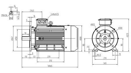 22KW - ELECTRIC MOTOR Y3 180L-4_1470RPM 3 PHASE LEGS+FLANGE-B3B5