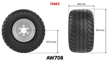 400/60-15.5 TIRE AW708 16PL WITH RIM 13.00X15.5