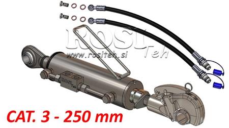 THREADED HYDRAULIC TOP LINK WITH HOOK - CAT. 3 - 80/40-250 (+95 HP) (32,2 mm)