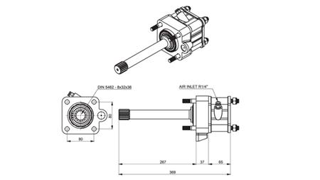 Dimensions OUTPUT FOR HYDRAULIC PUMP - MAN ROTERDAR