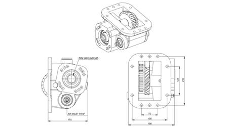 Dimensjoner UTGANG FOR HYDRAULISK PUMPE - SCANIA GR 900