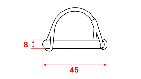 COMPLETE SAFETY CLIPS SEMI-CIRCULAR Φ 8/45 MM (5PCS)