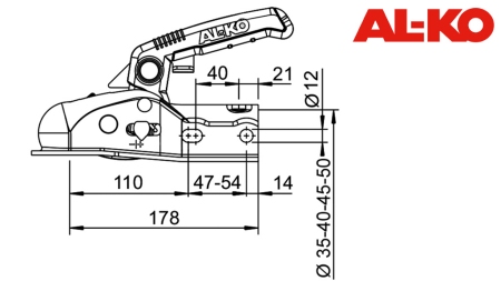 TOWING HOOK AL-KO AK-270 FOR CAR TRAILER ROUNDED Φ50 2.700KG
