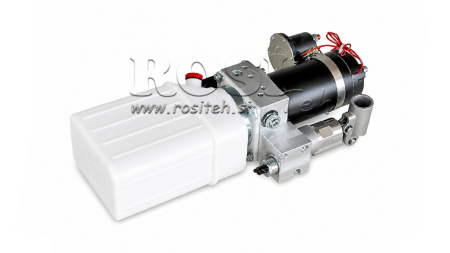 MINI HYDRAULISK ENHET 12V DC - 0.8KW = 0.5CC - 1.5 LITER - ENKEL-TRYKK MONTERING (PVC) MED MANUELL PUMPE