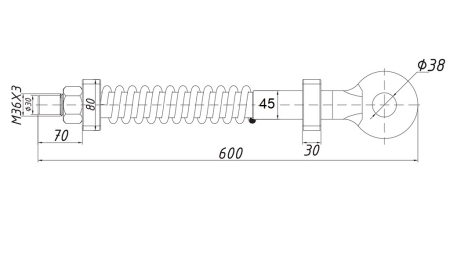 DAMPING SVIVEL TREKKROK MED FJÆR FI45 6.500KG