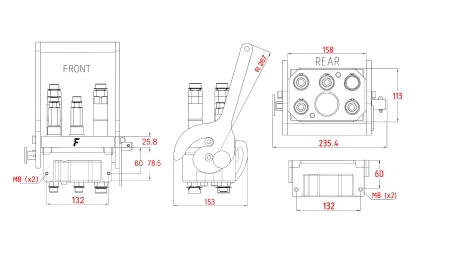 MULTI-FASTER COUPLING 3PLK 5WAY BSP 3×3/8 2×9/16 FIXED PART