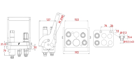 MULTI-FASTER COUPLING 3PLV 5WAY BSP 3×3/8 2×9/16 MOBILE PART