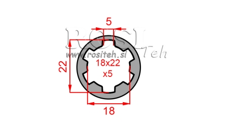 PTO ADAPTER BUSH 18x22x5 (6 SPLINES) (50 mm)