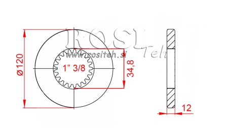 PTO ADAPTER WITH FLANGE AND PIN 1-3/8 (80 mm) (21 SPLINES)