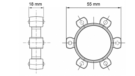 SPIDER COUPLING FOR RUBBER INSERT ND11-ND13-ND15 (55mm)
