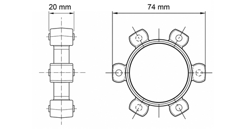 SPIDER COUPLING FOR RUBBER INSERT ND16-ND17 (74mm)