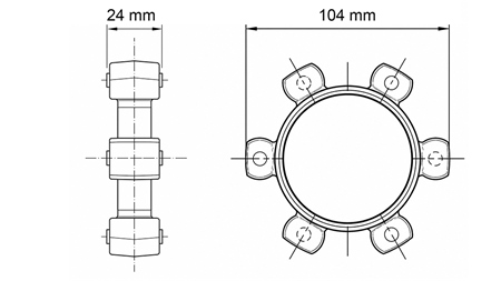 SPIDER COUPLING FOR RUBBER INSERT ND43-ND44 (104mm)