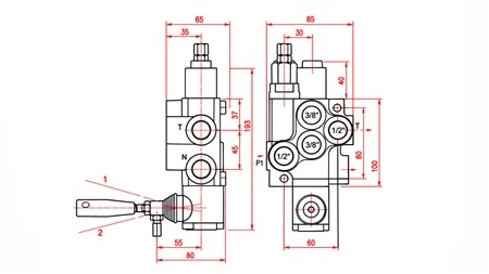 HYDRAULIC MANUAL VALVE – 1-SECTION DIRECTIONAL CONTROL VALVE 1xR40 ECO