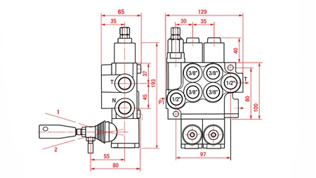 HYDRAULIC MANUAL VALVE – 2-SECTION DIRECTIONAL CONTROL VALVE 2xR40 ECO