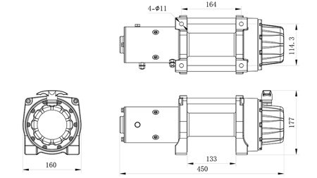 12 V ELECTRIC WINCH RS-8000 - 3620 KG - STEEL WIRE ROPE - ECO
